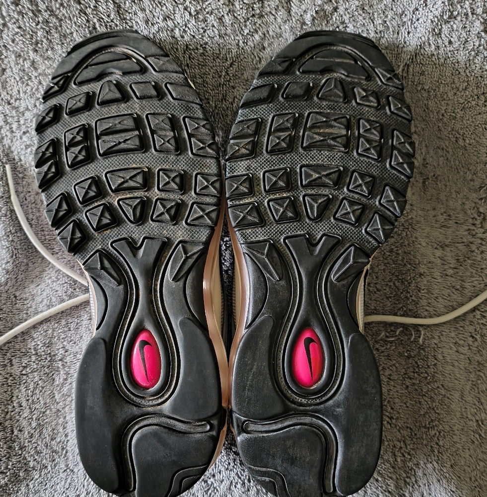 Nike Women's Air Max 97 Pure Platinum Black Pink Prime Sz 8.5 School (Tiny Flaw) - Picture 10 of 14